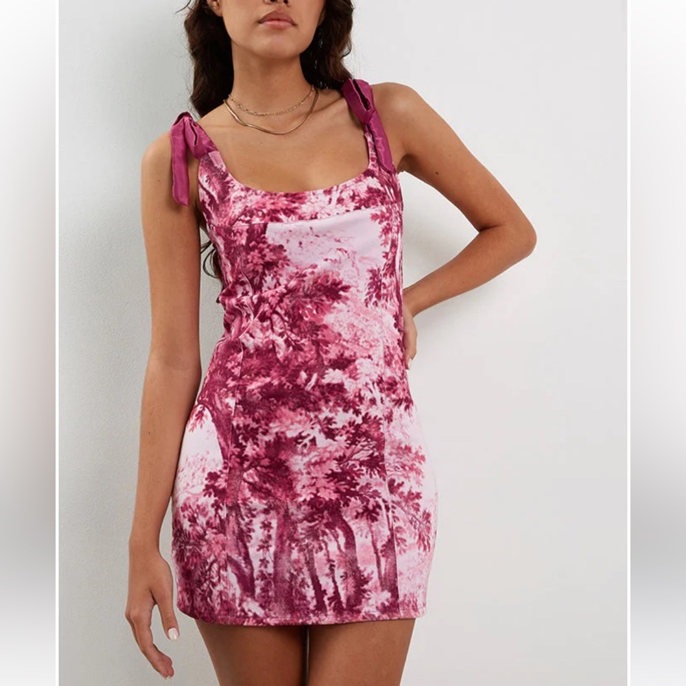 MOTEL ROCKS by Urban Outfitters Jajken Corset Dress in Pink Tapestry